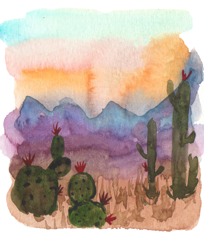 Watercolor Desert Landscape